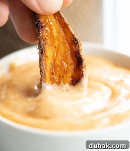 closeup shot of dunking wedge into pot of dip