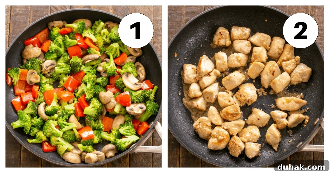 Quick Garlic Chicken Stir-Fry with Veggies (30-Minute Recipe) 3 Chicken Broccoli Stir Fry Process Shots labeled 1,2.