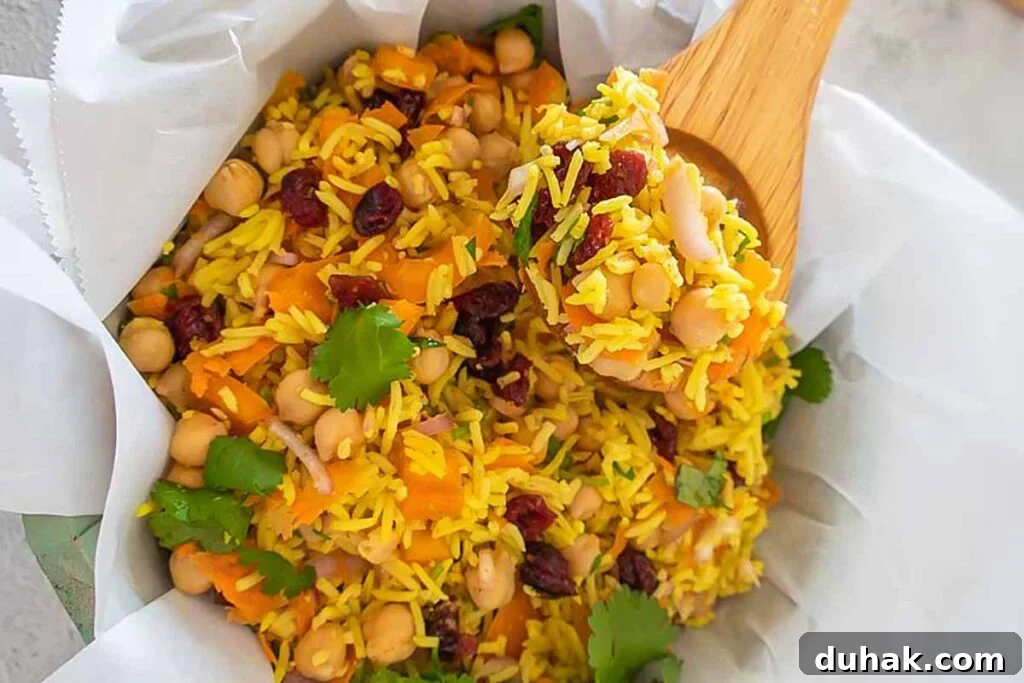moroccan chickpea rice salad in a bowl