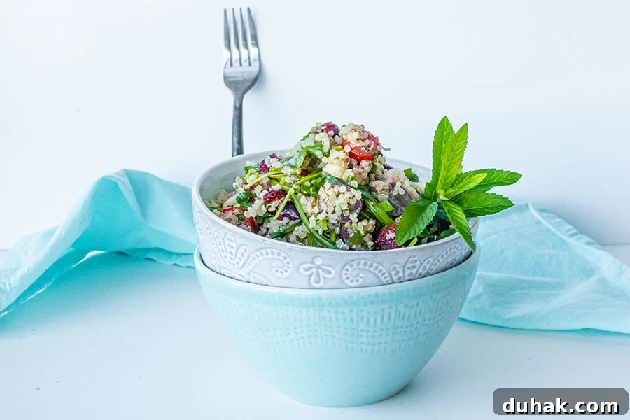 summer quinoa salad in a bowl