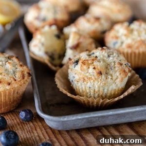 blueberry muffins on tray
