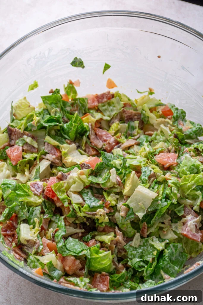 The chopped BLT salad that is the filling for the sandwiches.