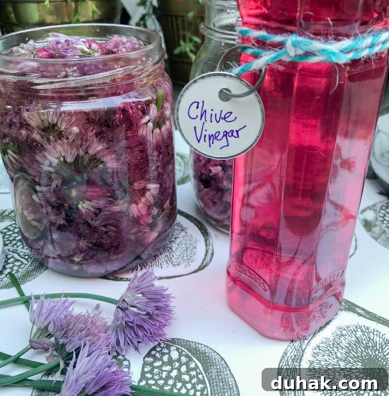 making chive vinegar