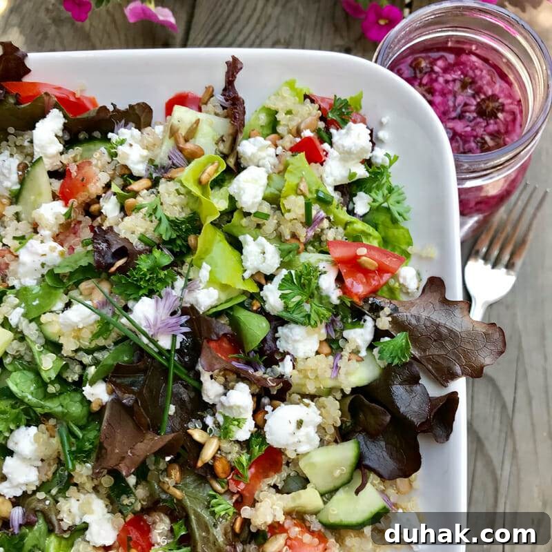 salad with chive vinegar