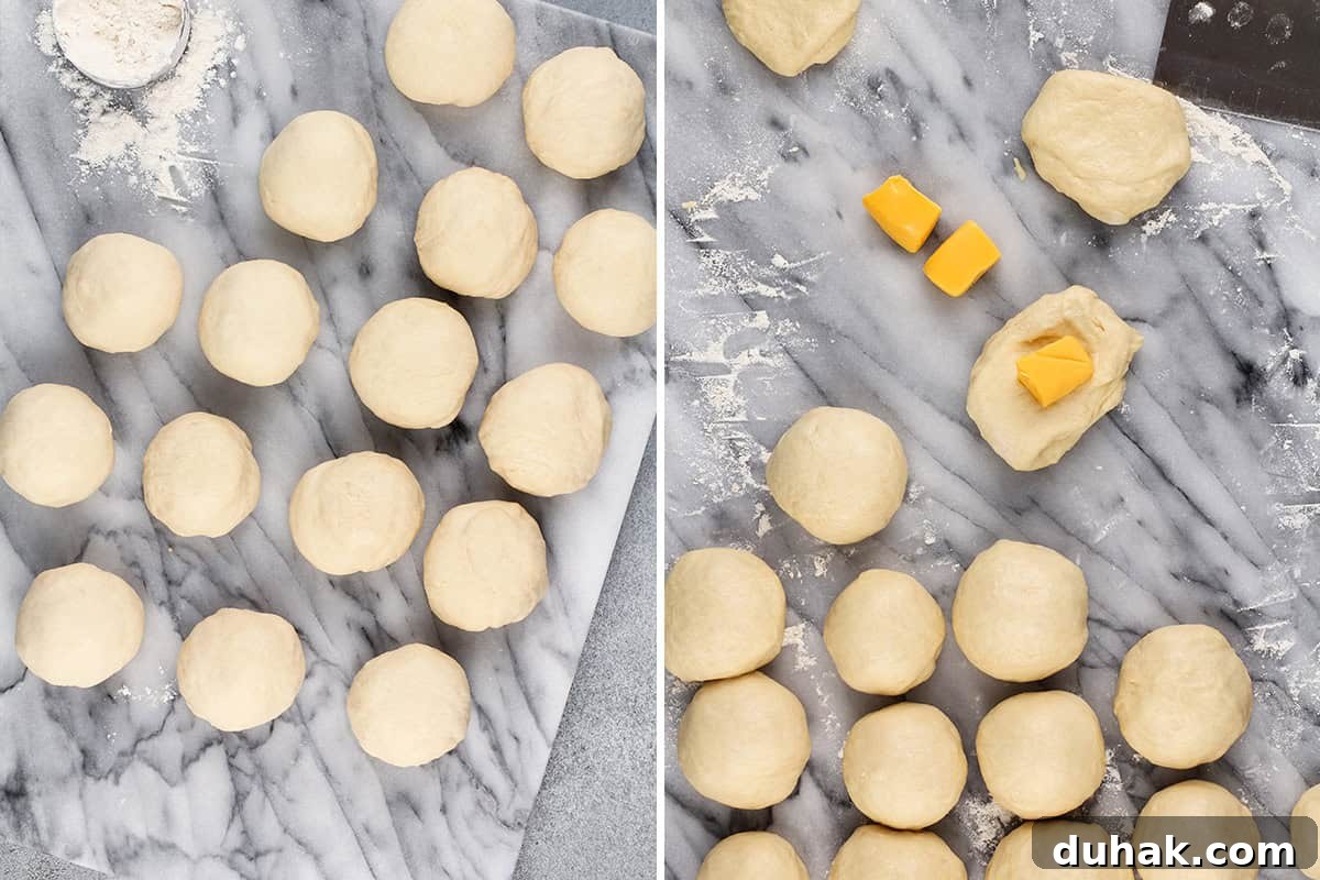 Cheese Zombies: How to Make Creepy Savory Appetizers for Parties 8 small balls of uncooked dough stuffed with a cube of cheese