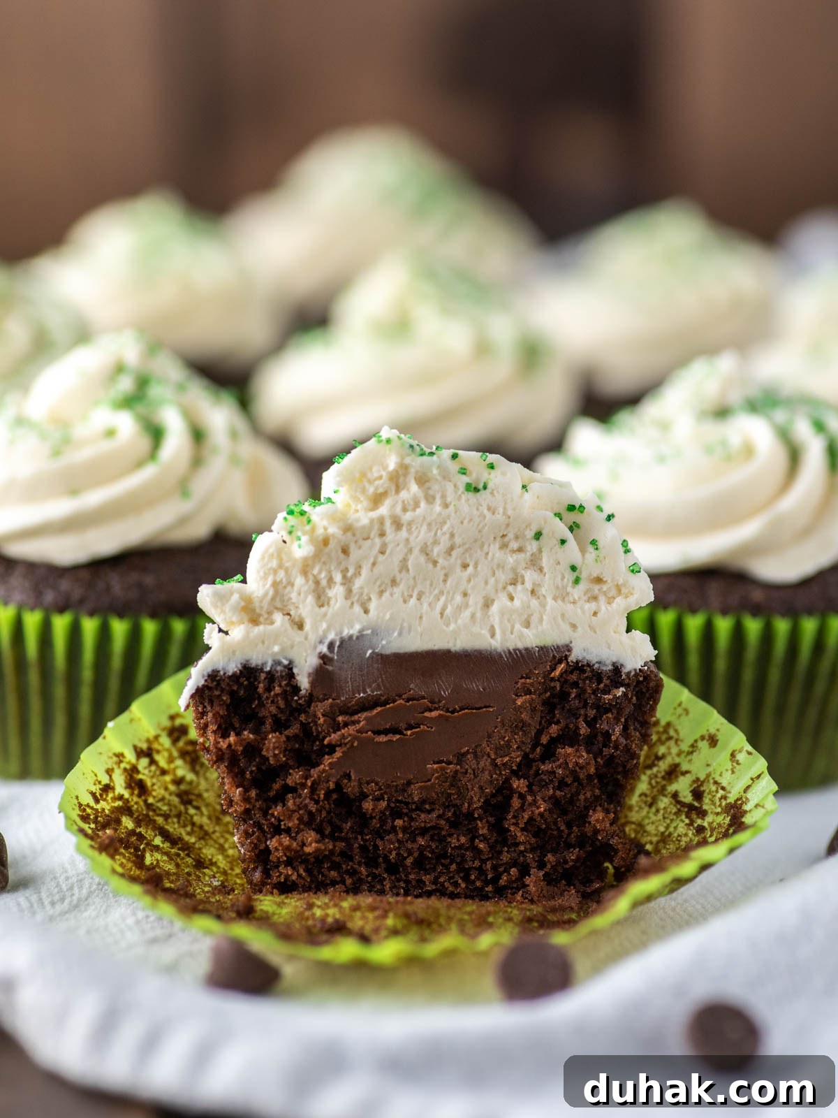 Guinness and Bailey’s Irish Car Bomb Cupcakes Recipe 6 Irish Car Bomb cupcake cut in half