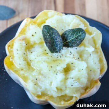 Mashed potato squash after roasting and mashing with garlic.