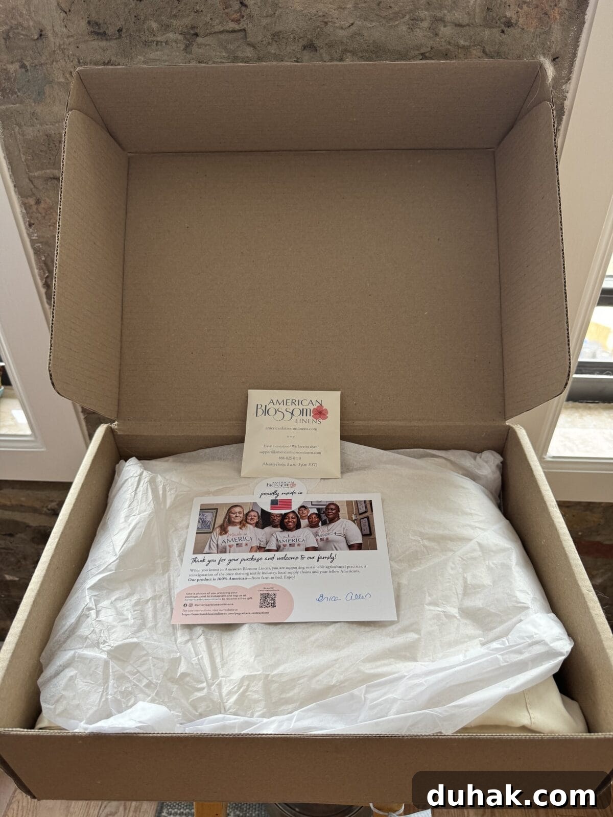 American Blossom Linens Review: 100% USA-Made Bedding Guide 3 Vertical - ABL sheets wrapped and in box