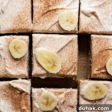 Moist gluten-free banana cake with homemade healthy cream cheese frosting.