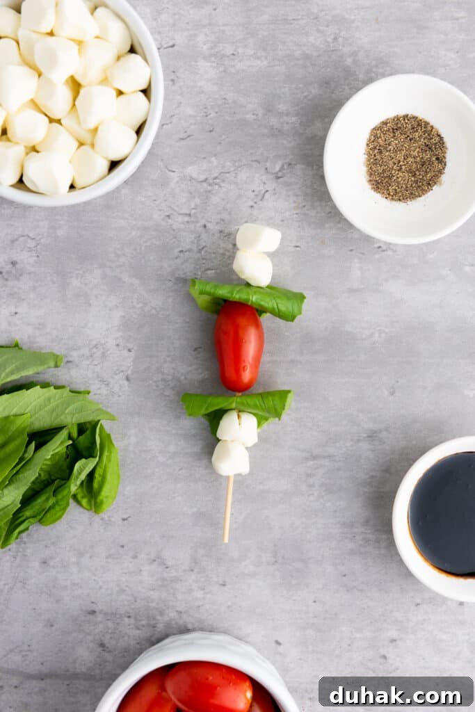 Caprese Skewers Recipe: Cherry Tomato, Mozzarella & Basil Bites 7 simple caprese skewers
