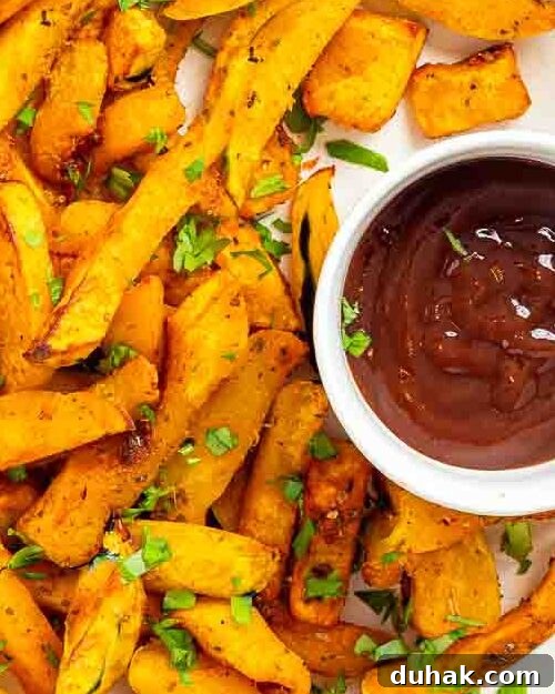 Serving fries.