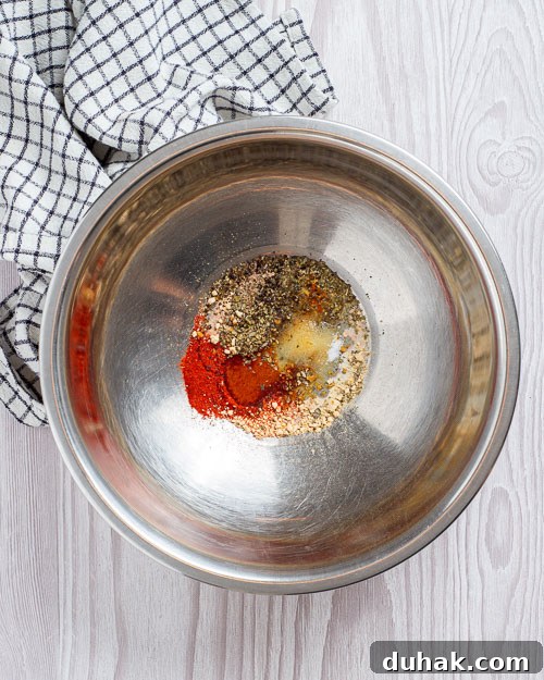Mixing the oils and spices.