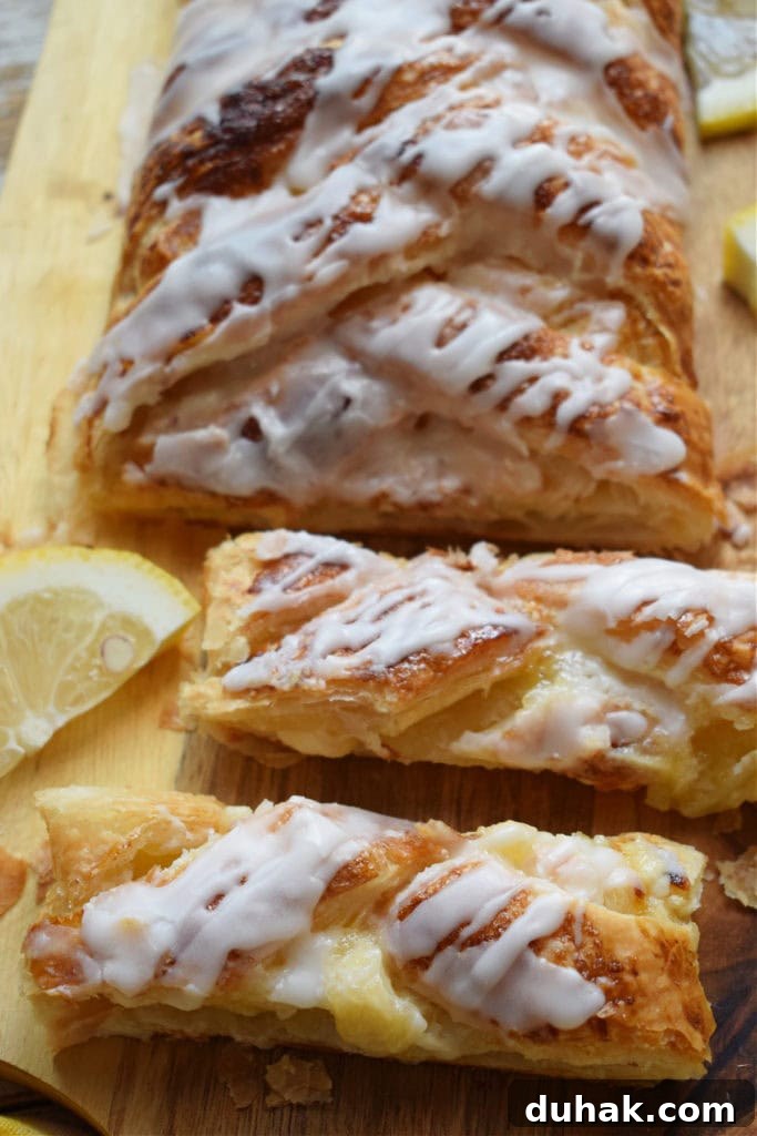 Lemon Cream Cheese Danish Recipe: Flaky Pastry with Zesty Filling 2 close up of the lemon cream cheese danish