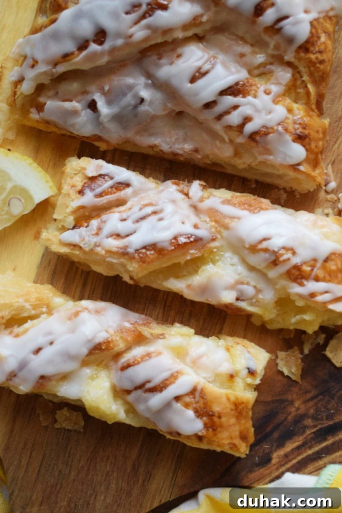 Lemon Cream Cheese Danish Recipe: Flaky Pastry with Zesty Filling 21 close up of a lemon danish