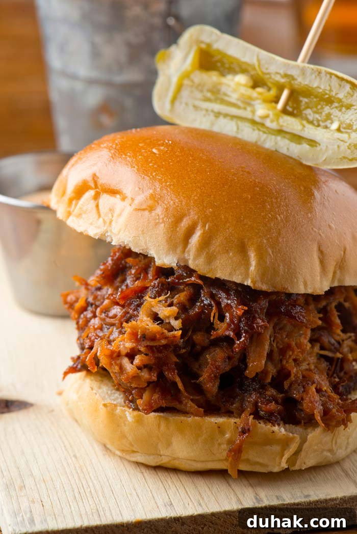 smoked pulled pork butt sandwich