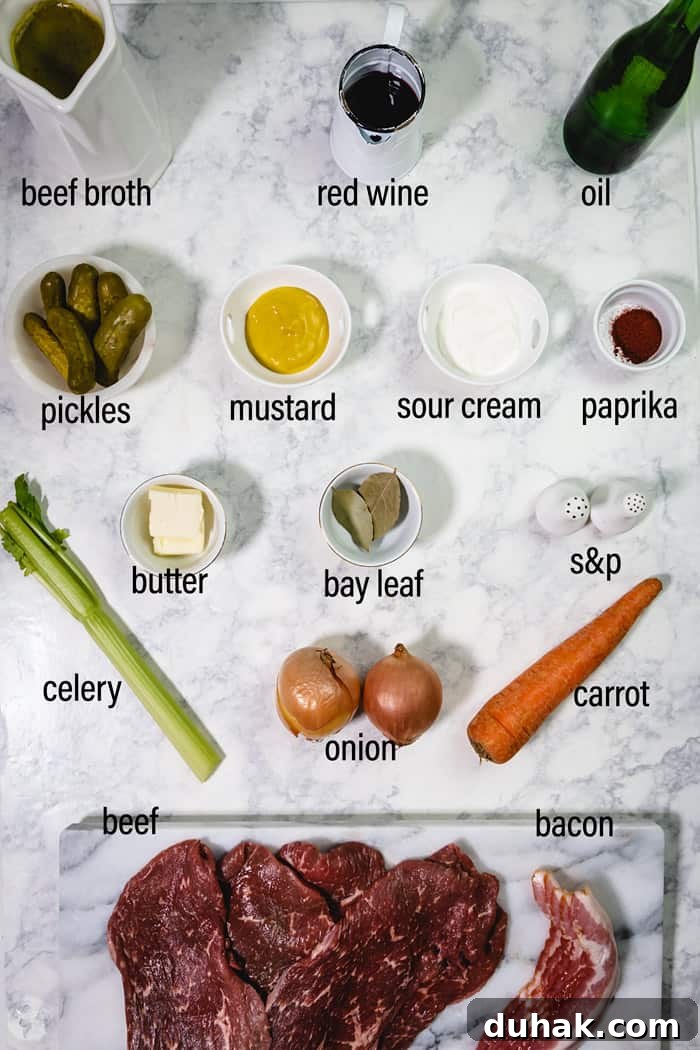 Ingredients for delicious German rouladen.