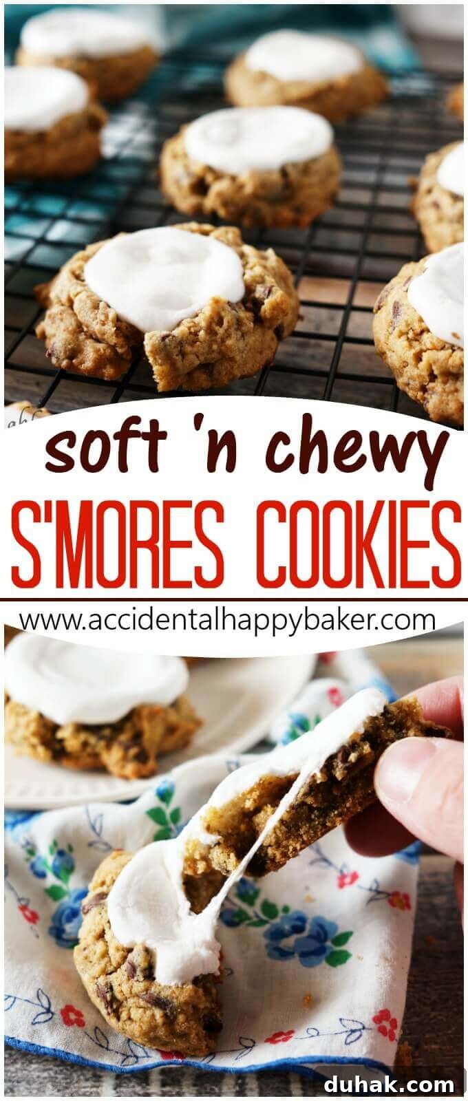 Ultimate S'mores Cookie Recipe — Crispy, Gooey Campfire Flavor 2 Soft and Chewy Smores Cookies - Loaded with chocolate chips, marshmallows, and graham cracker flavor these are the best smores you'll ever eat!