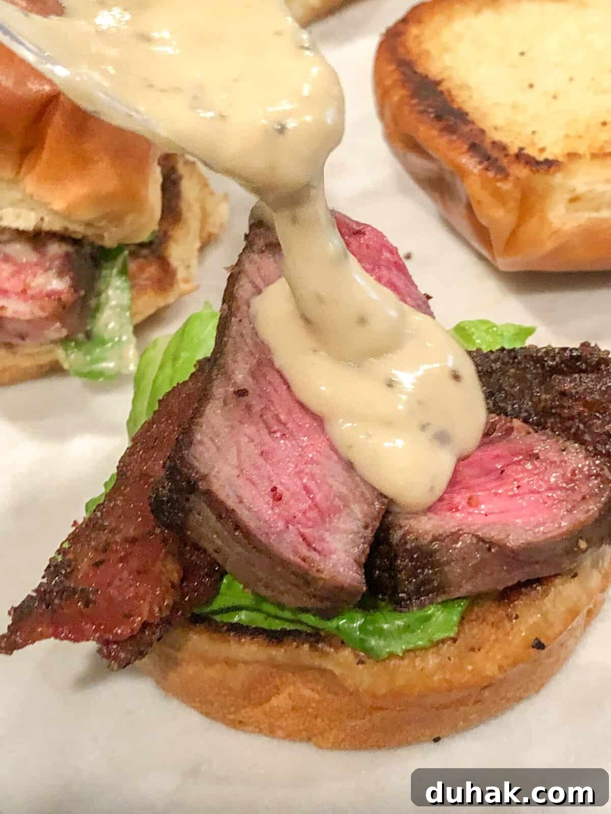 Rib-Eye Sliders with Garlic Parmesan Cream Sauce Recipe
