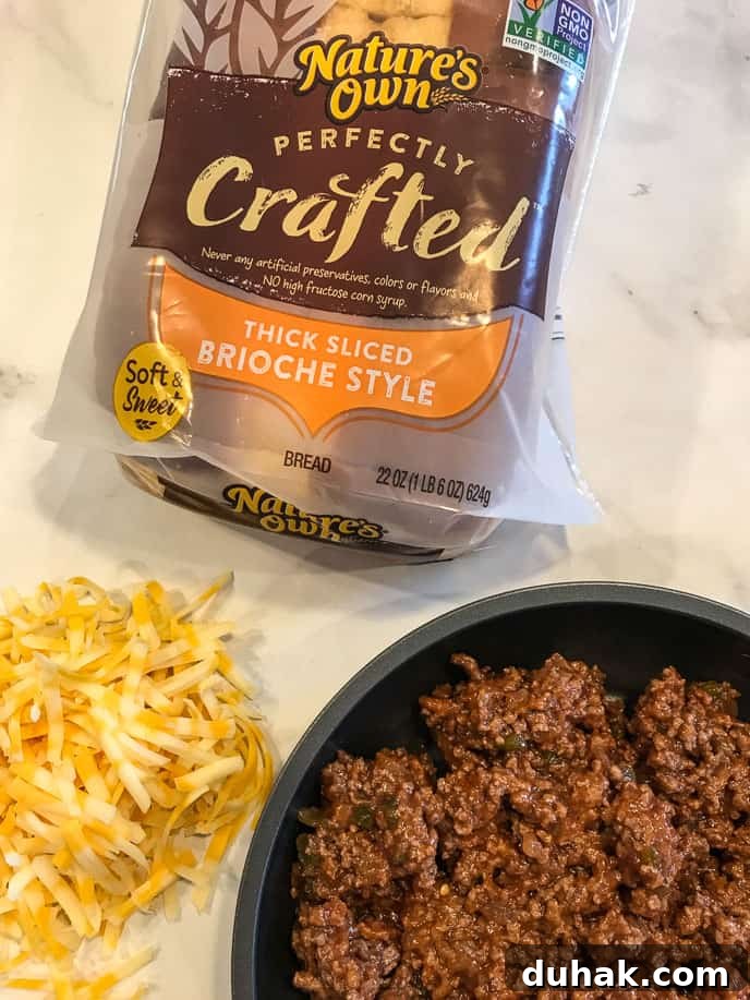 Sloppy Joe Grilled Cheese Sandwich Recipe for Comfort Dinner 4 A package of bread and other ingredients to make the dish.