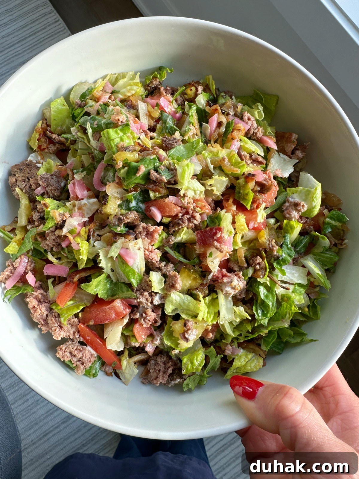 Close-up of Chopped Burger Salad