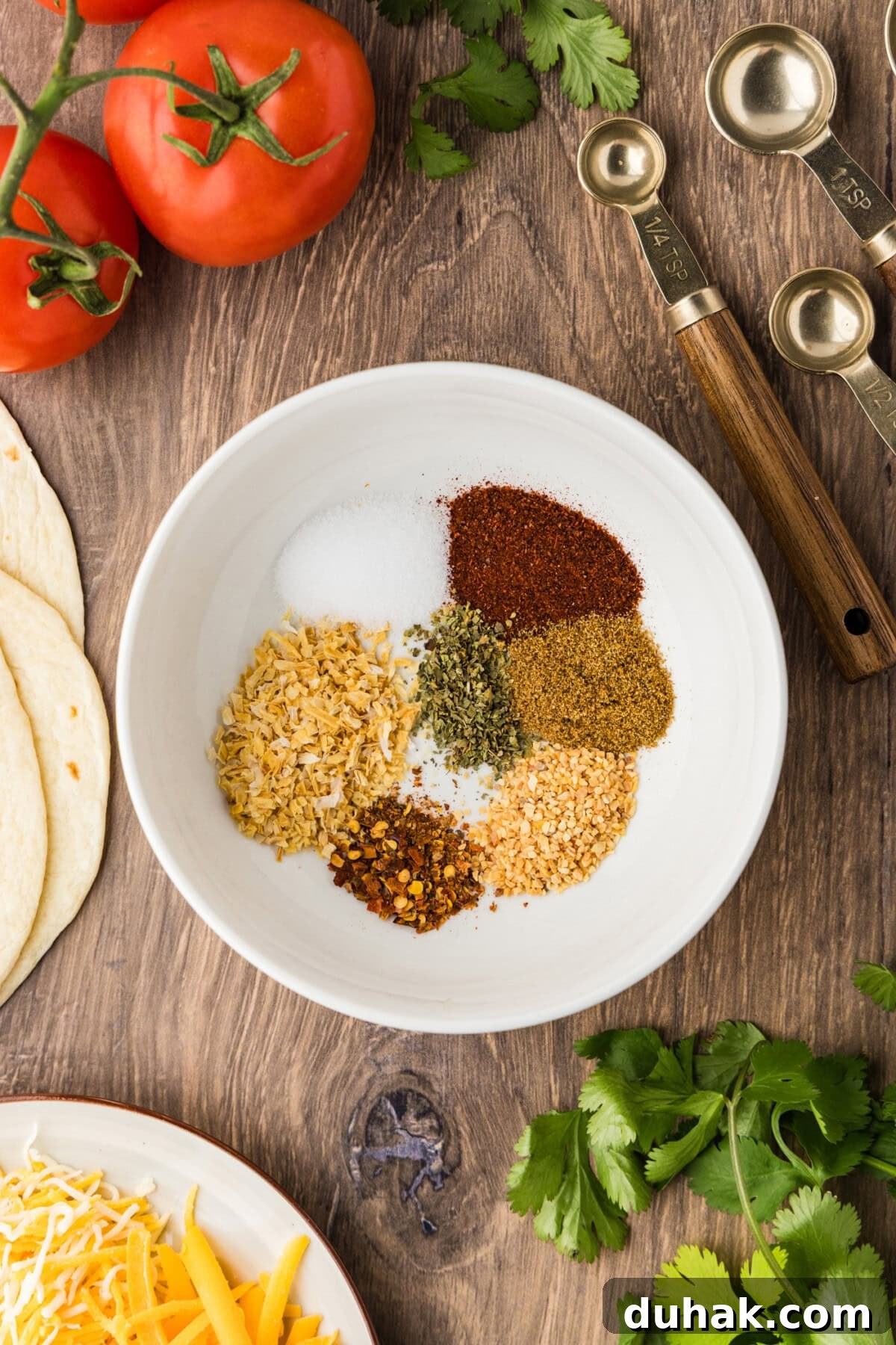 DIY Taco Seasoning Blend for Authentic Mexican Flavor 3 white bowl with ingredients for making taco seasoning