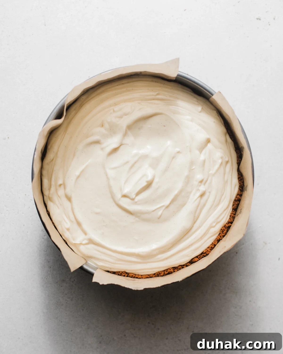 Silky Mascarpone Cheesecake Recipe with Luscious Cream Filling 7 mascarpone cheesecake batter in a springform pan.