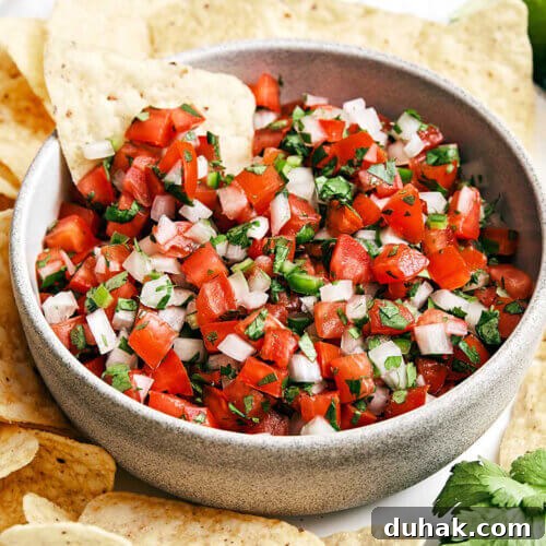 A bowl of pico de gallo and chips.