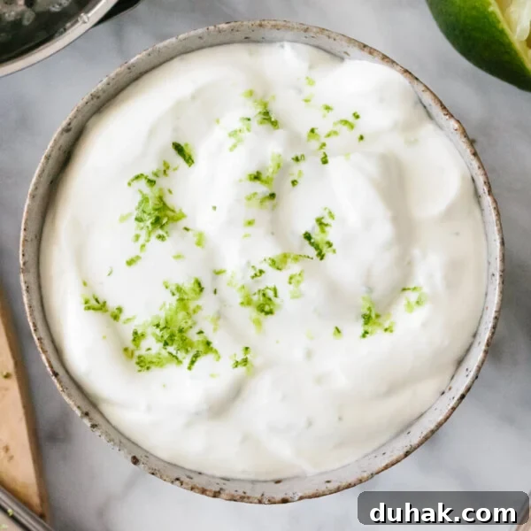 Lime crema in a bowl.