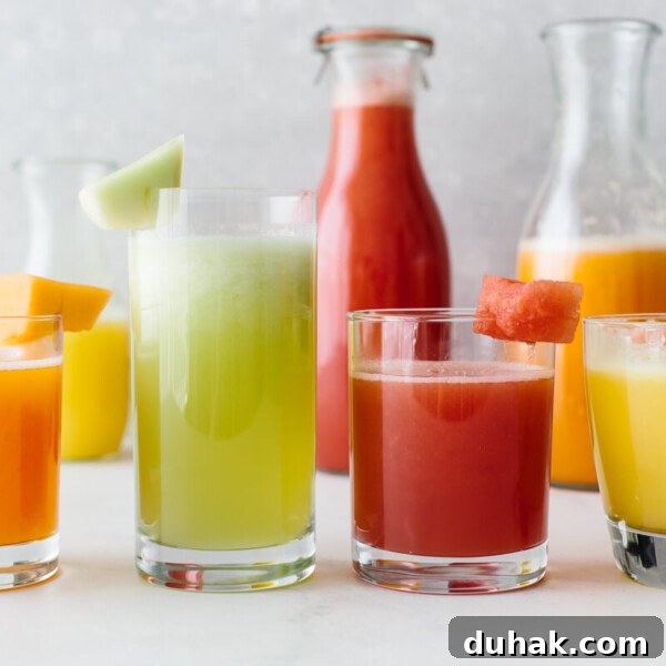 Several different flavors of agua fresca.
