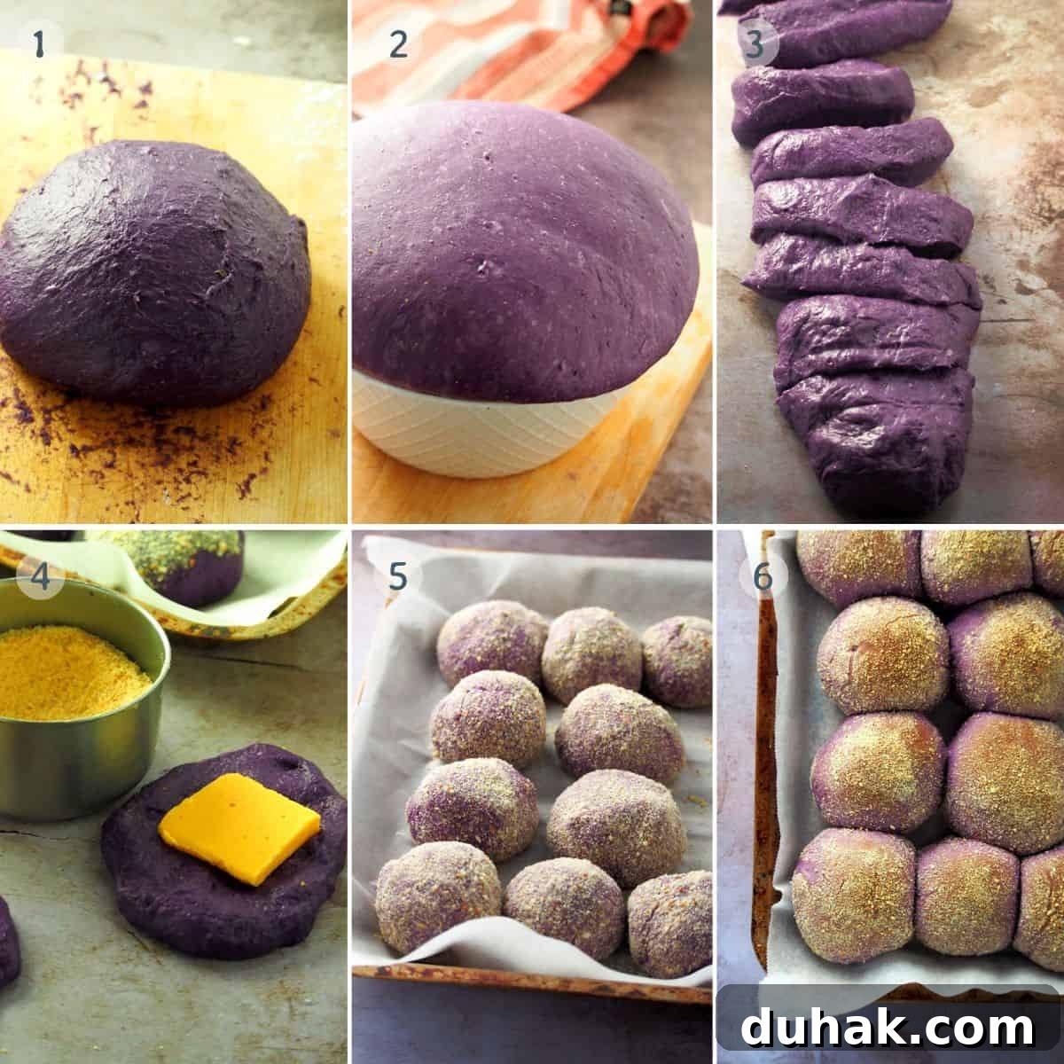 Ube Cheese Pandesal Recipe: Soft Filipino Purple Yam Rolls 5 kneading, proofing, assembling, and baking ube cheese pandesal.