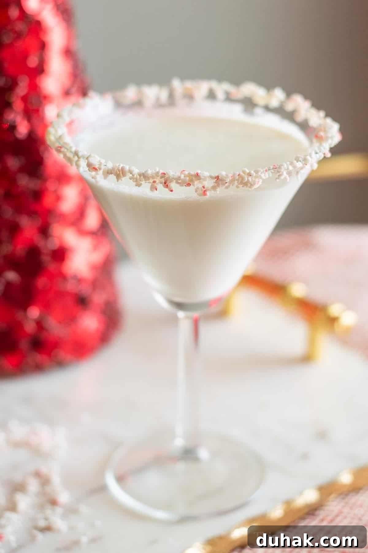 Candy Cane Martini Christmas Mocktail in a glass