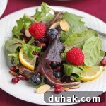 Fresh Berry Green Salad with Pomegranate Meyer Lemon Dressing Recipe 2 Fresh Berry Salad with Pomegranate Meyer Lemon Salad Dressing