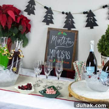 Christmas mimosa bar table.