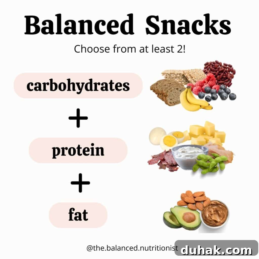 Stop Snacking: Dietitian-Backed Strategies to Curb Cravings 6 A graphic that shows how to build a balanced snack.