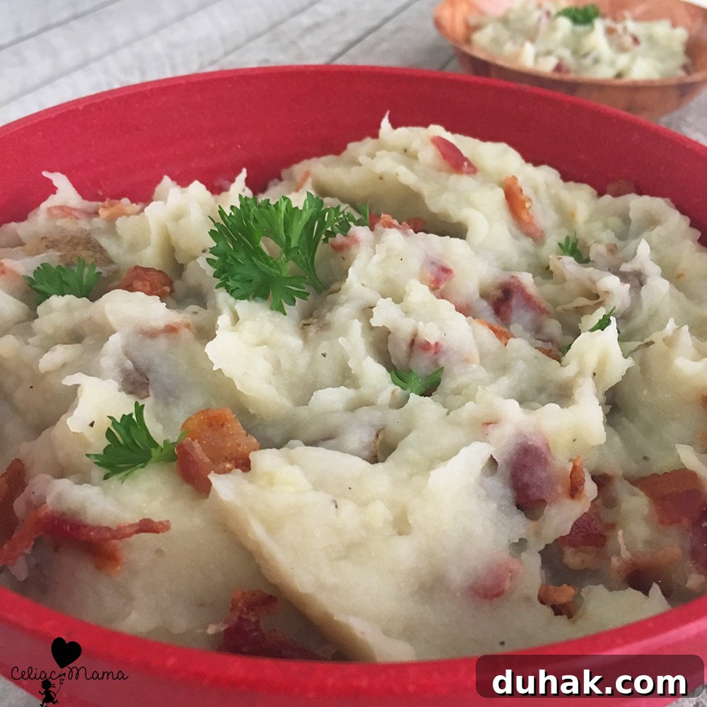 Creamy Dairy-Free Mashed Potatoes with Crispy Bacon 2 dairy free mashed potatoes with bacon
