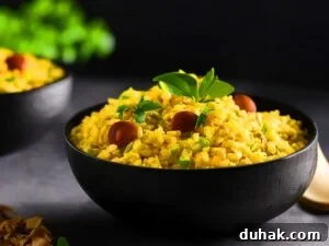poha in black bowl realistic 