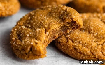 A close up of a molasses cookie with a bite missing showing its soft and chewy texture