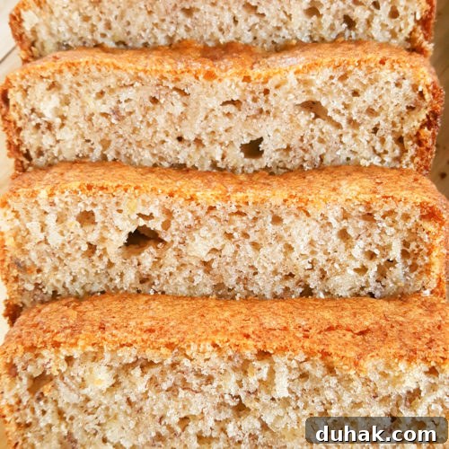 Banana Bread Recipe without Baking Soda - Easy to make, simple ingredients, no mixer, & only 8 minutes prep. Here, baking powder is used as a substitute. | Beat Bake Eat