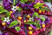 Black Bean Pizza with Creamy Purple Hummus Topping