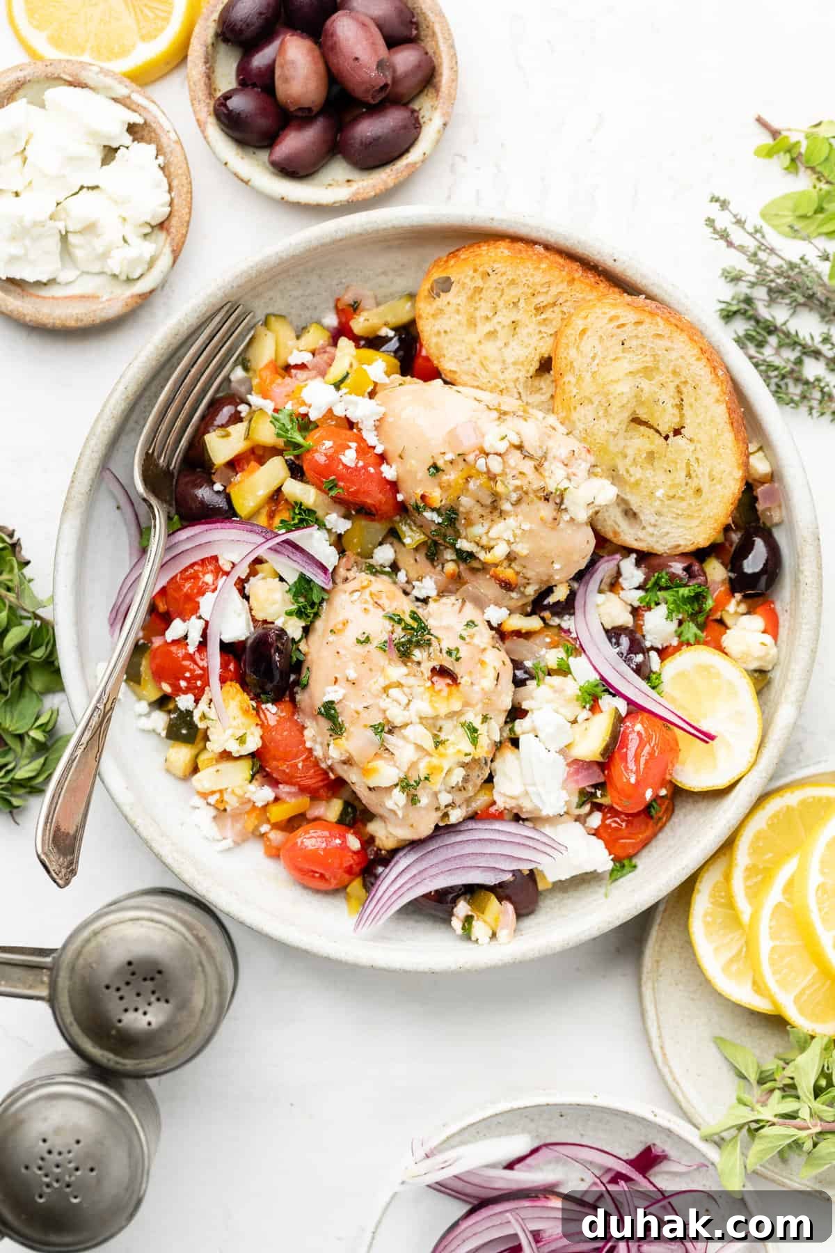 greek chicken in bowl