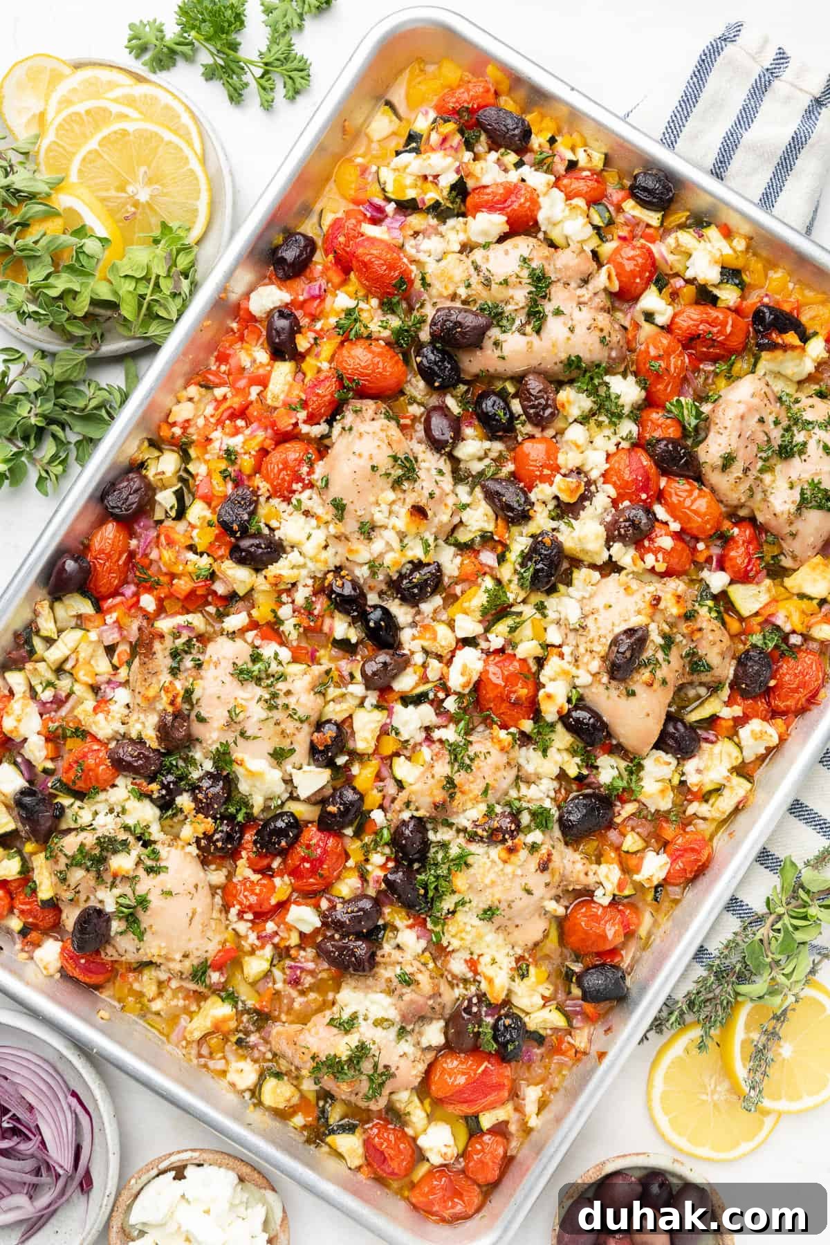 sheetpan greek chicken