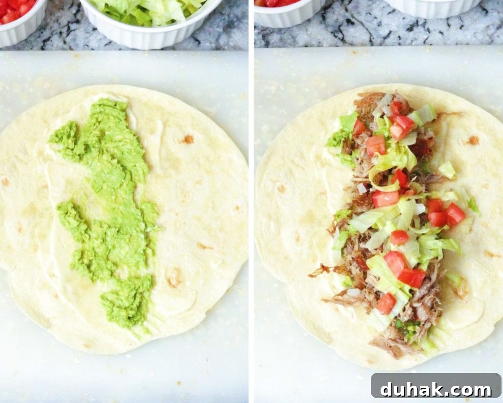 Assembling pork burritos #porkburritos #mexicanfood #porkandavocadoburritos