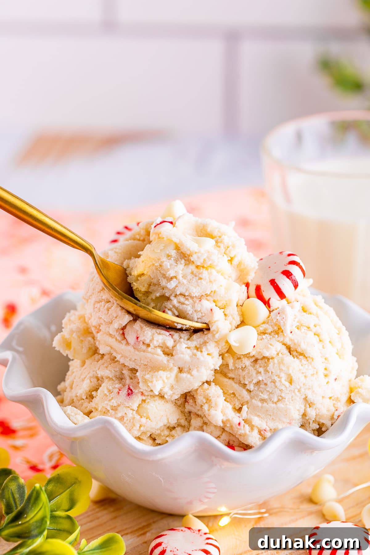 a spoon digging into easy edible cookie dough recipe