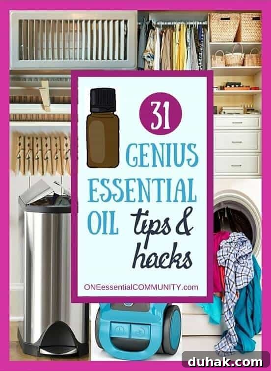 31 Genius Essential Oil Tips - essential oil recipes for grease remover, DIY toner, diffusers, cuticle oil, shoe deodorizer, diy cleaning recipes, essential oils for sleep, and more essential oil uses.