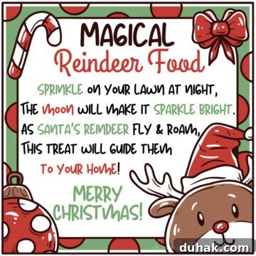 magical reindeer food printable tag.