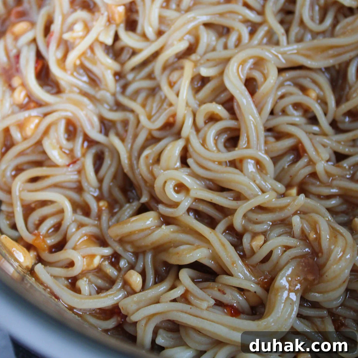 Ramen noodles mixed with the Thai peanut butter sauce. 