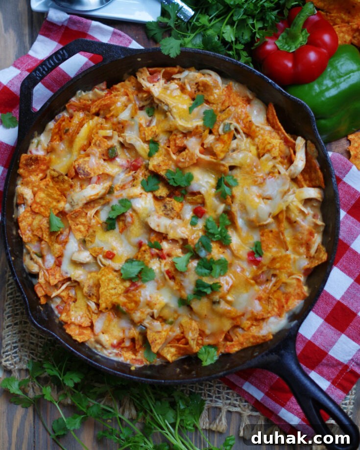 King Ranch Chicken Casserole with Doritos in an easy to make skillet recipe