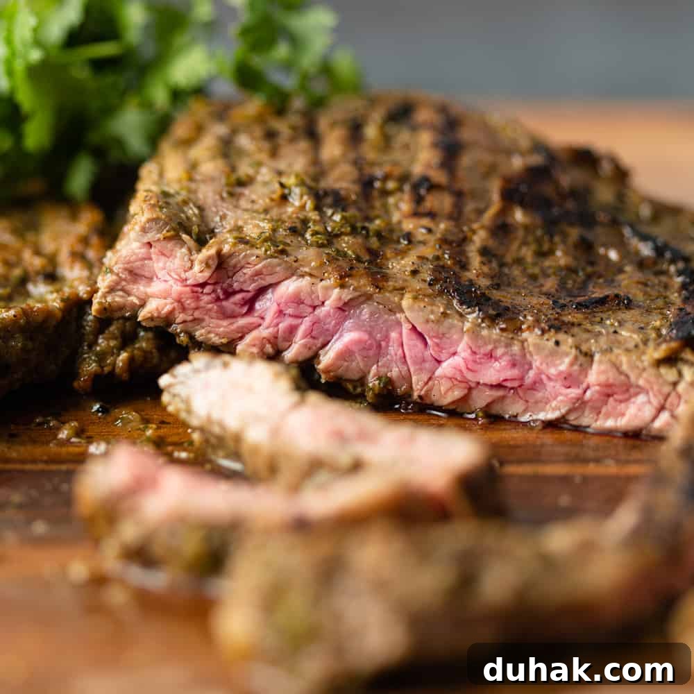 close up of churrasco cooked medium rare