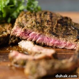close up of Mexican skirt steak cooked to medium rare