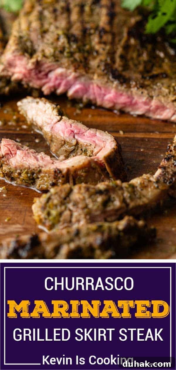 titled image (and shown): churrasco marinated grilled skirt steak